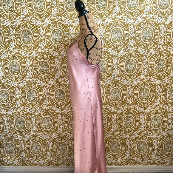Free People Intimately Easy To Love Satin Slip Midi/Maxi Pink Hearts Dress Sz XS - Picture 7 of 12